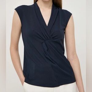 Weekend Max Mara lyocell sleeveless shell Top in Navy Blue XS
